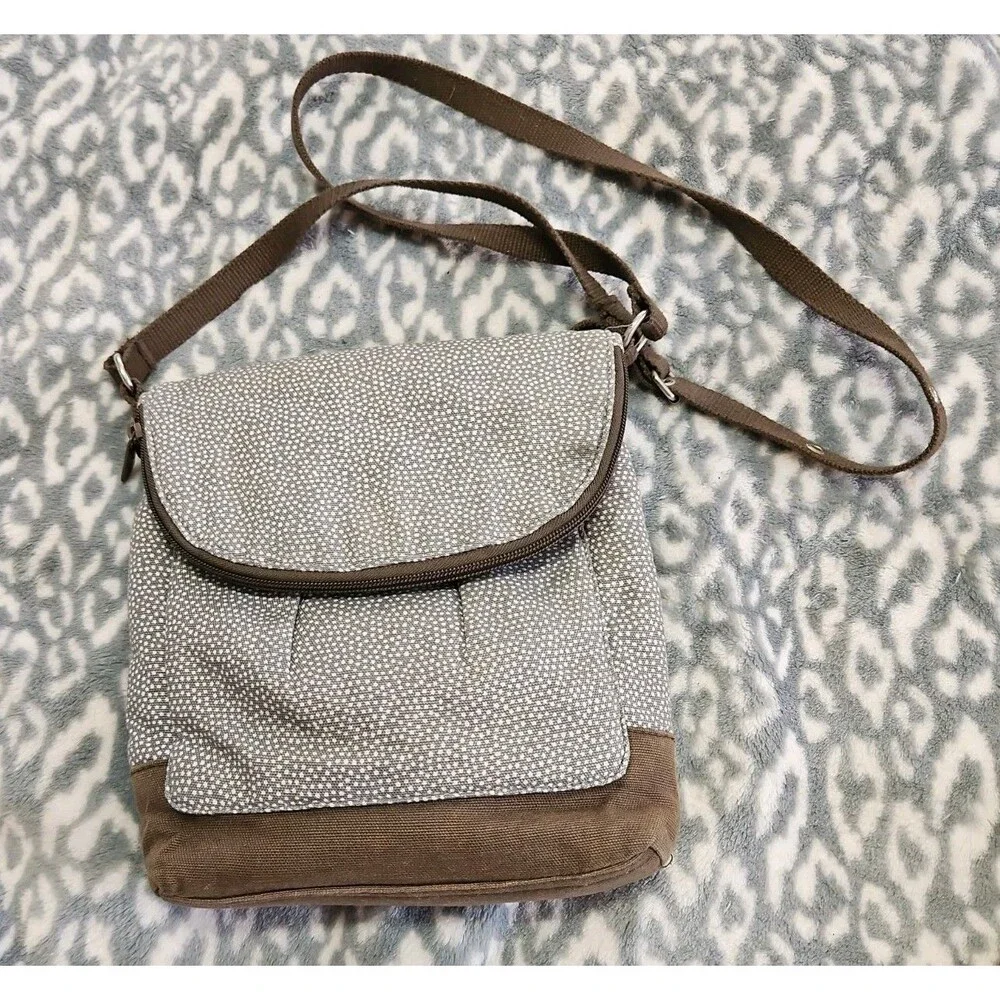 Thirty One Organista Crossbody Bag Grey Pin Dots